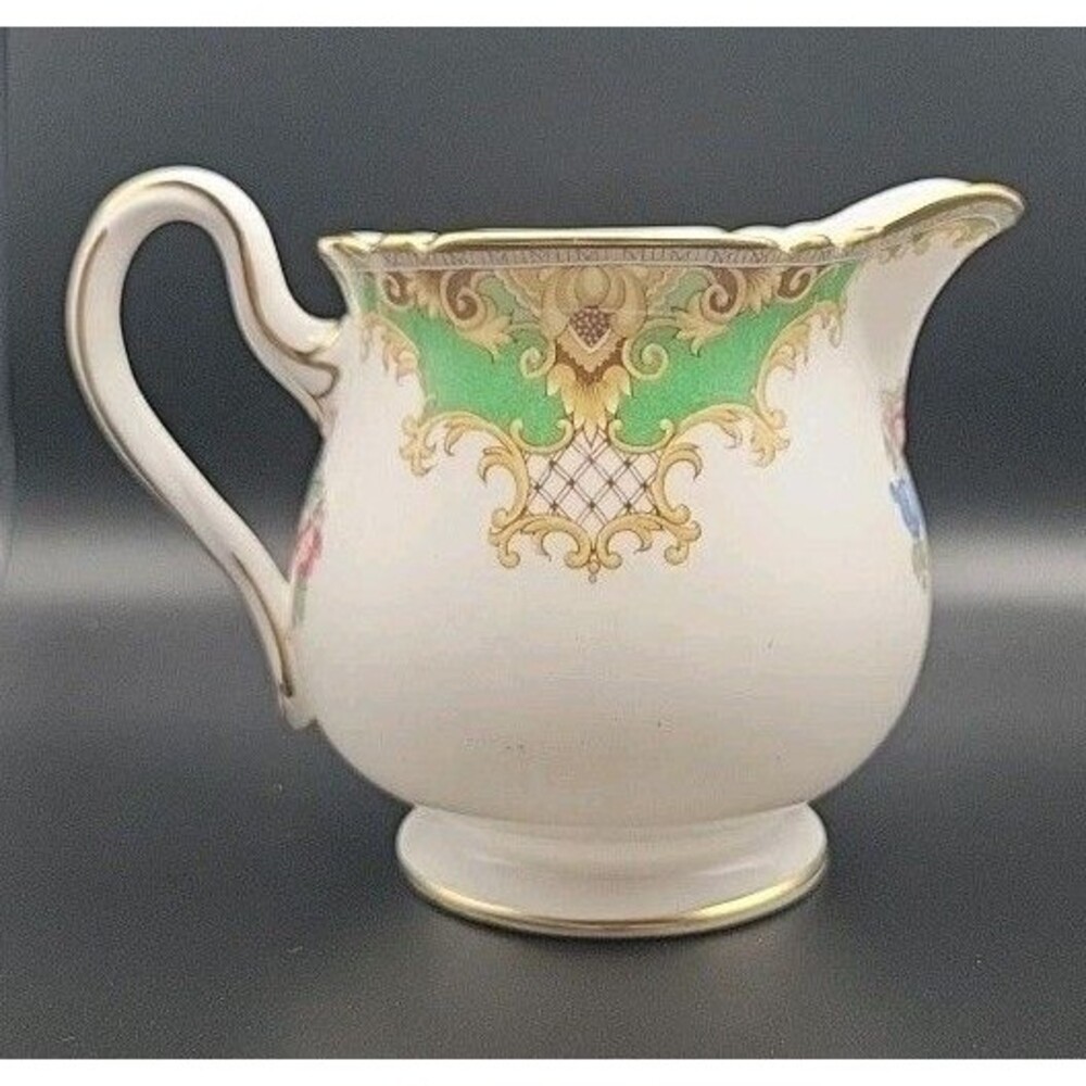 Vintage Shelley England Fine Bone China 'Sheraton' Green Creamer Pattern 13290